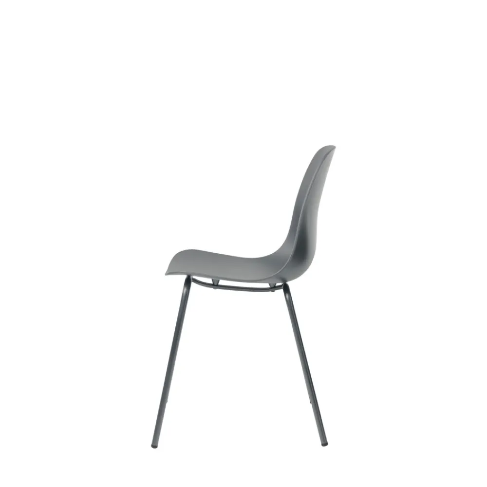 No name HEL Lot de 4 chaises en plastique et métal