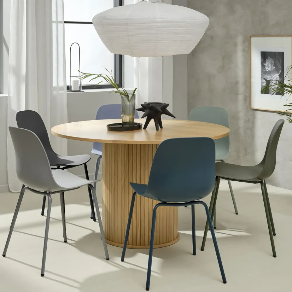 No name HEL Lot de 4 chaises en plastique et métal