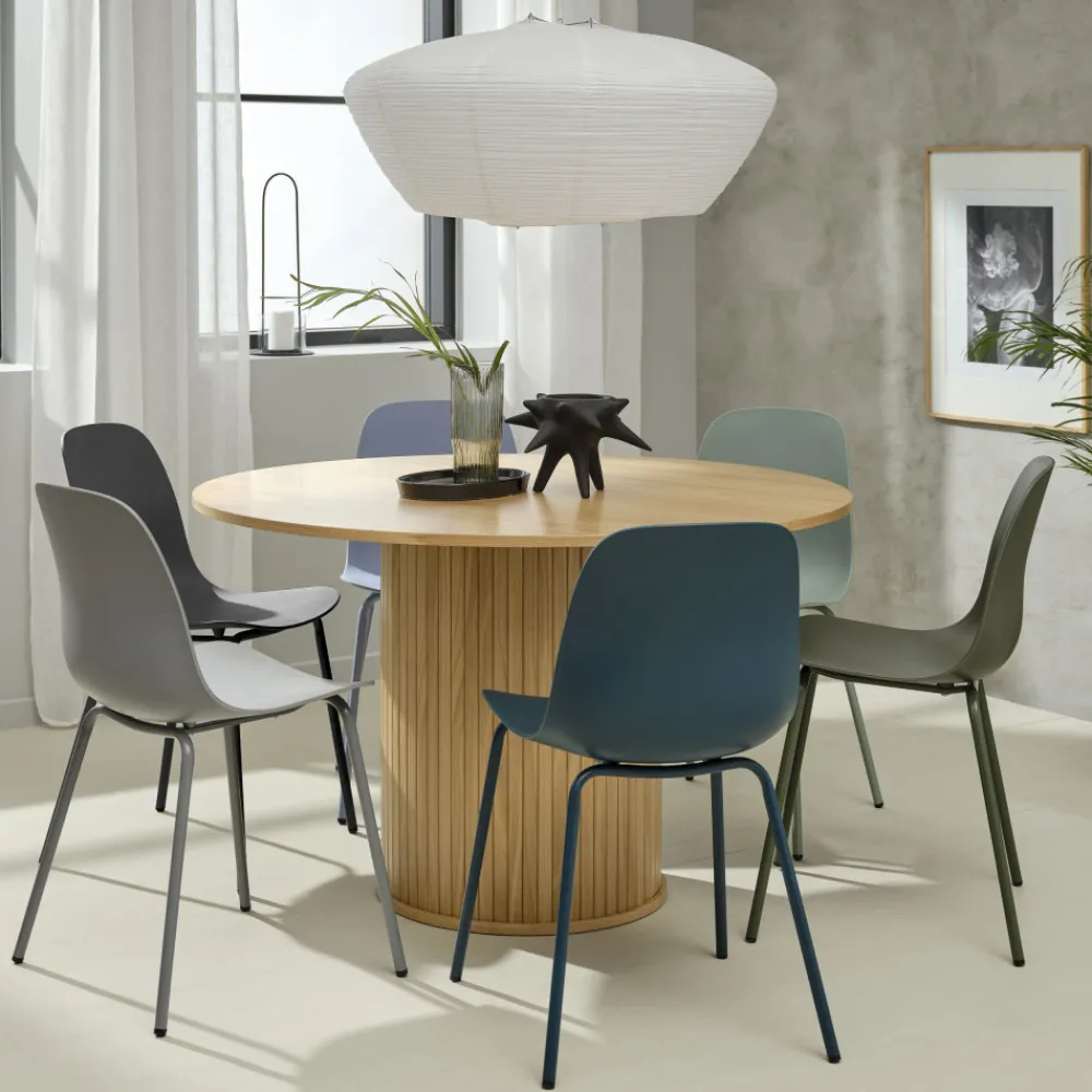 No name HEL Lot de 4 chaises en plastique et métal