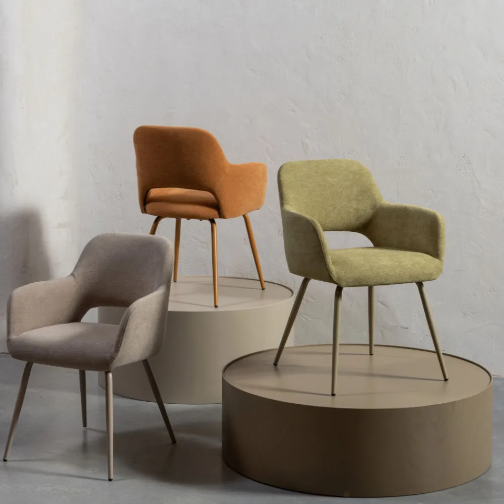 Woood JENNY Lot de 2 fauteuils de table en tissu