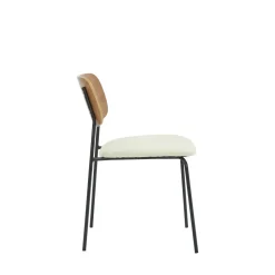Drawer JENS Lot de 2 chaises en bois, tissu bouclette et métal