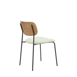 Drawer JENS Lot de 2 chaises en bois, tissu bouclette et métal