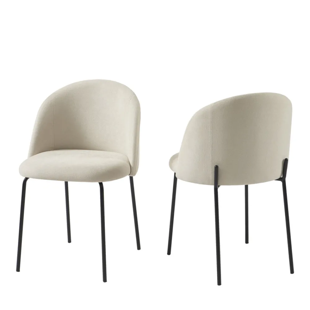 No name JILL Lot de 2 chaises en tissu et métal