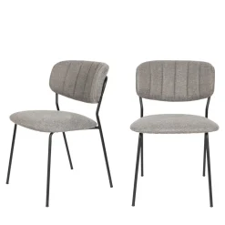 No name JOLIEN Lot de 2 chaises en tissu et métal pieds noirs