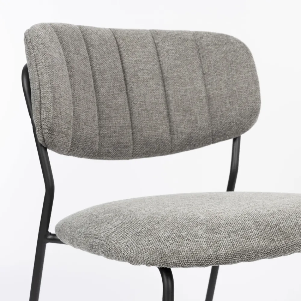 No name JOLIEN Lot de 2 chaises en tissu et métal pieds noirs