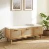 Drawer JUNE Banc d'entrée avec rangement à chaussures en bois et cannage L140cm