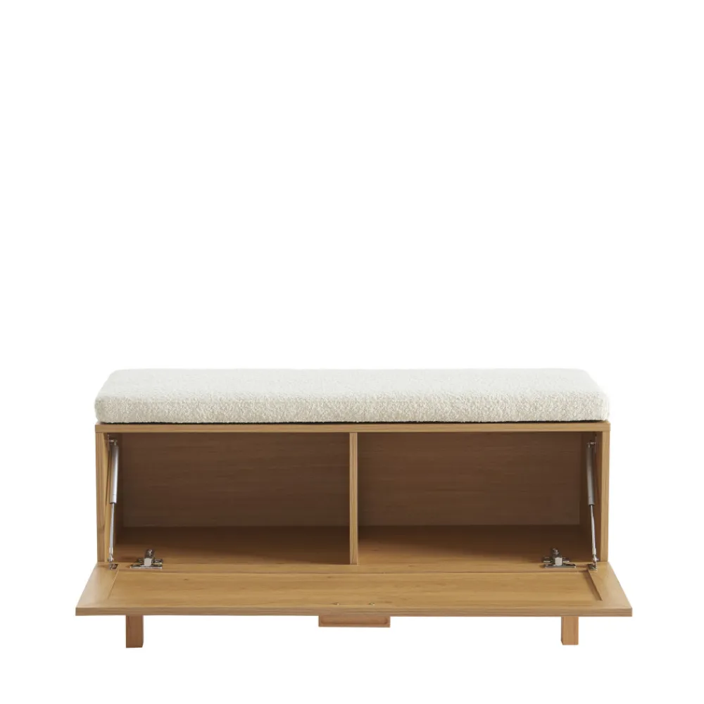 Drawer JUNE Banc d'entrée avec rangement chaussures en bois et cannage L100cm