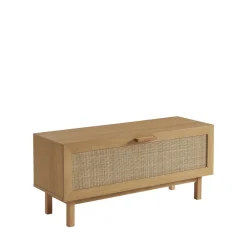 Drawer JUNE Banc d'entrée avec rangement chaussures en bois et cannage L100cm