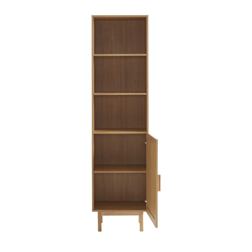 Drawer JUNE Colonne de rangement en bois et cannage H190cm