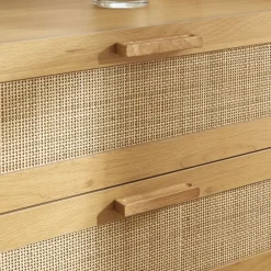 Drawer JUNE Commode 3 tiroirs en bois et cannage L85cm