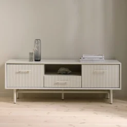 No name JURA Meuble TV 2 portes 1 tiroir en bois et métal L140cm