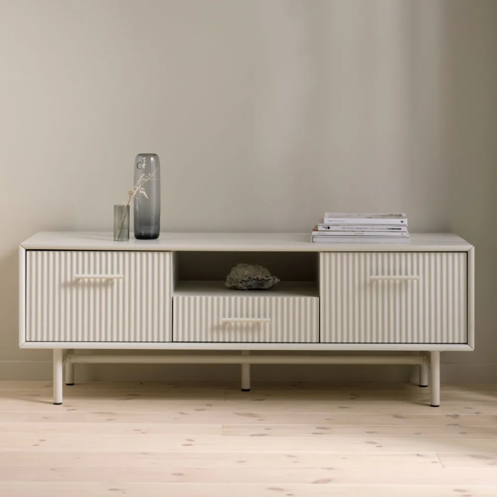 No name JURA Meuble TV 2 portes 1 tiroir en bois et métal L140cm