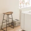 Drawer KABAYAN Tabouret de bar en teck recyclé et métal H65cm