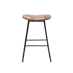 Drawer KABAYAN Tabouret de bar en teck recyclé et métal H65cm