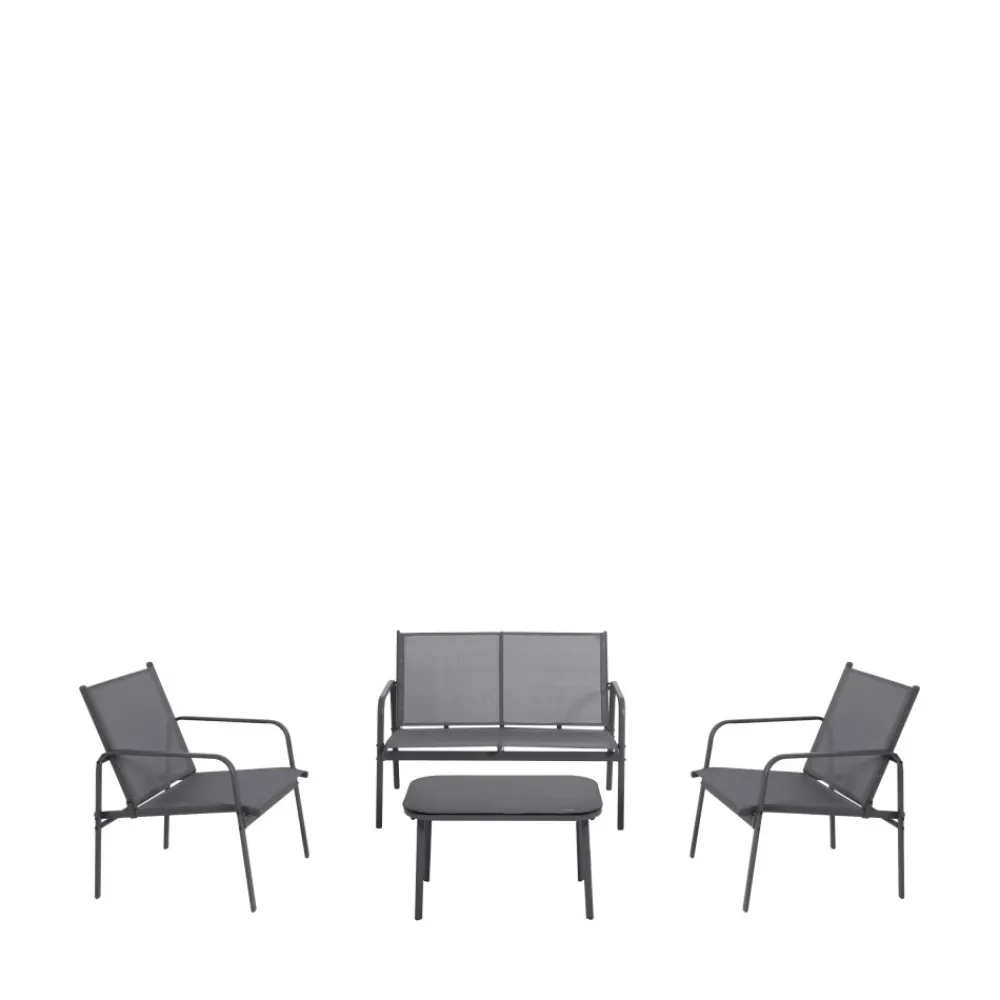 Drawer KALLIA Salon de jardin 4 personnes en acier traité et textilène