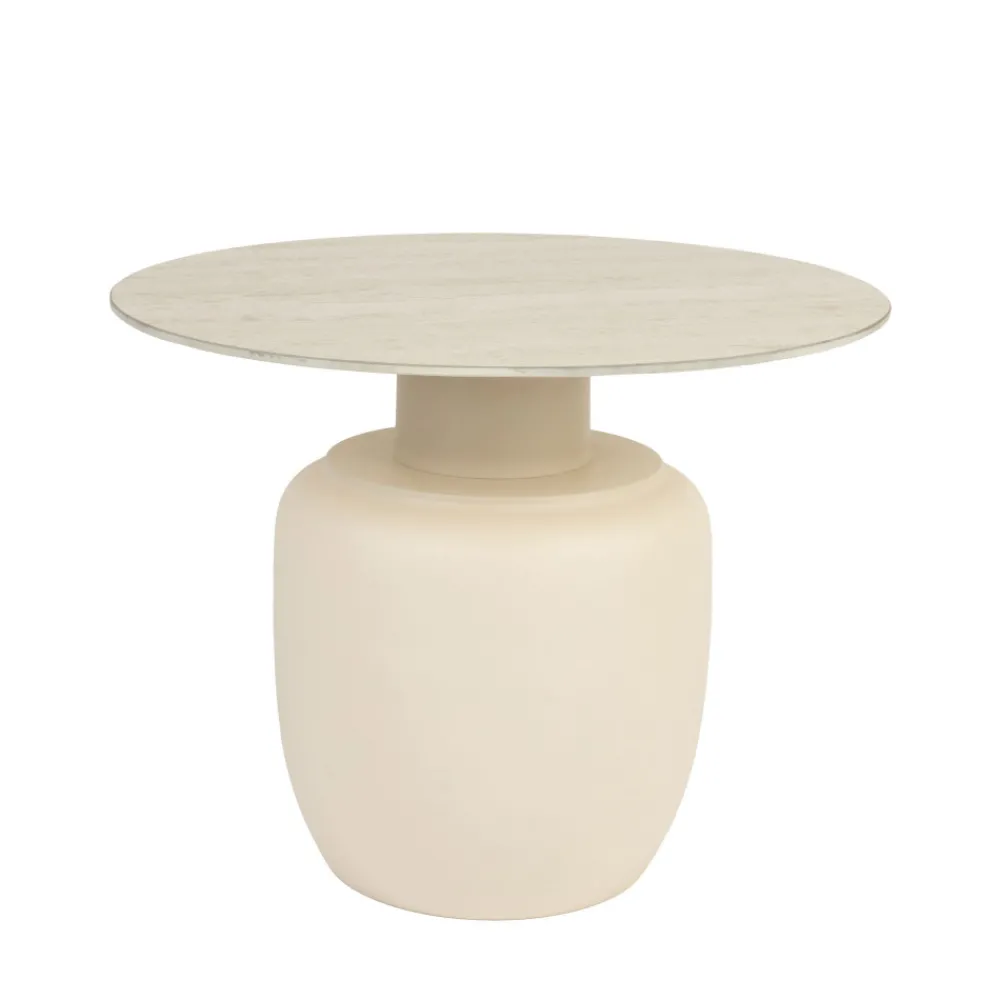 No name KARULA Table basse ronde effet travertin ø60cm