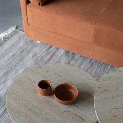 No name KARULA Table d'appoint ronde effet travertin ø50cm