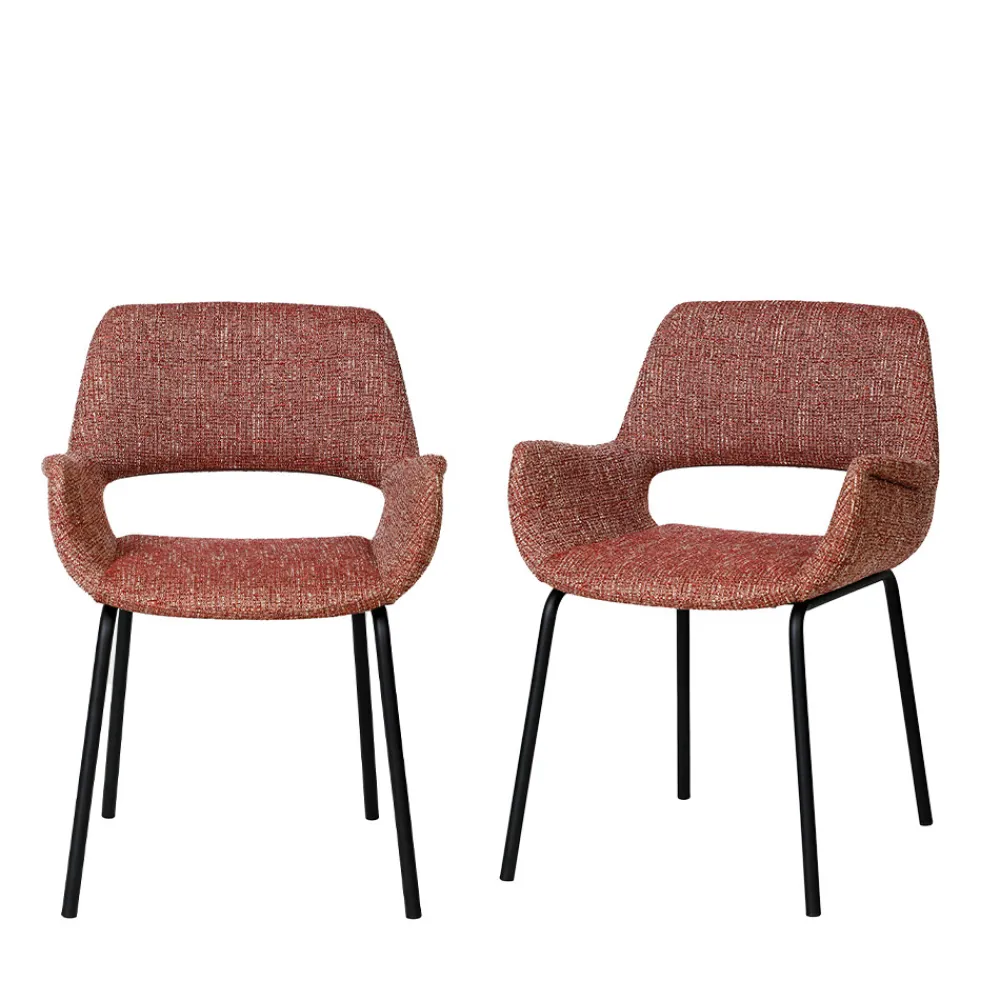 Drawer KENDY Lot de 2 fauteuils de table en tissu et métal