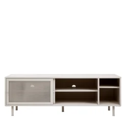 No name KISO Meuble TV 2 portes, 2 niches en métal L160cm