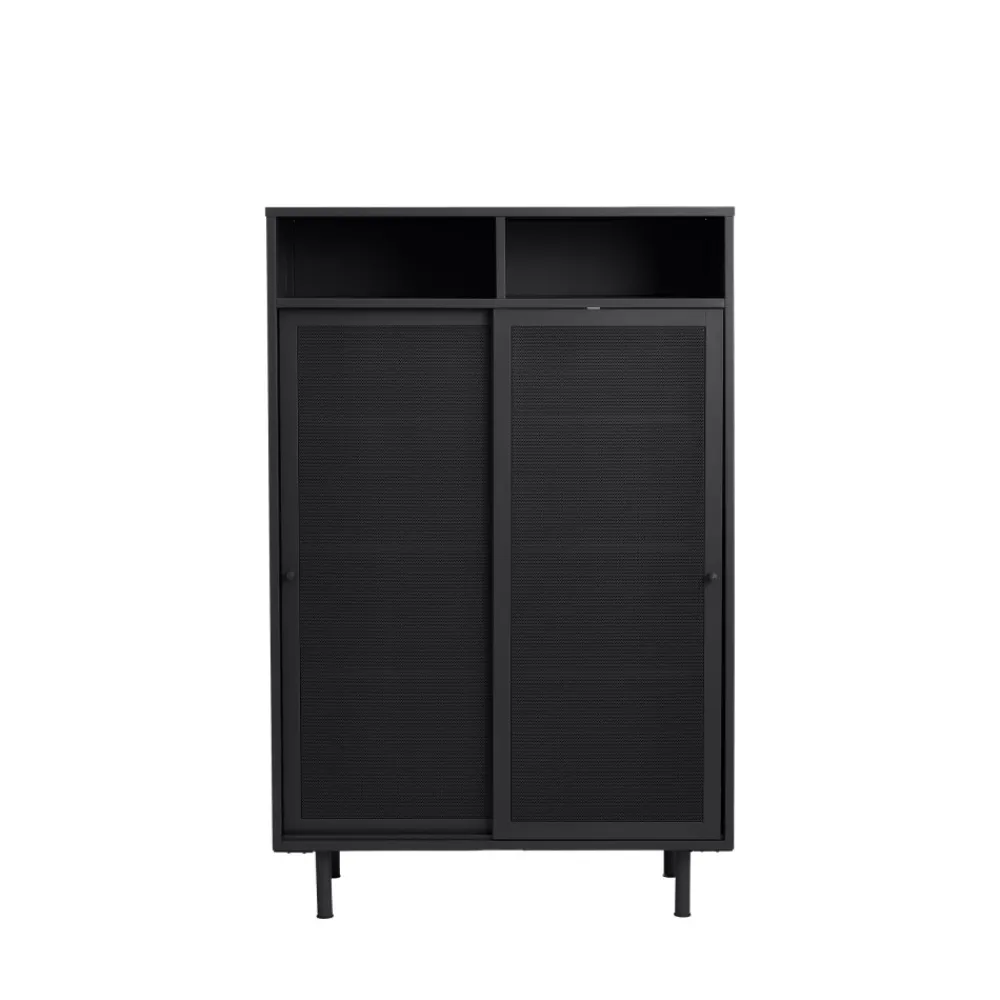 No name KISO Vaisselier 2 portes, 2 niches en métal H140cm