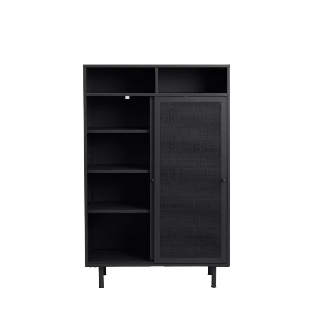 No name KISO Vaisselier 2 portes, 2 niches en métal H140cm