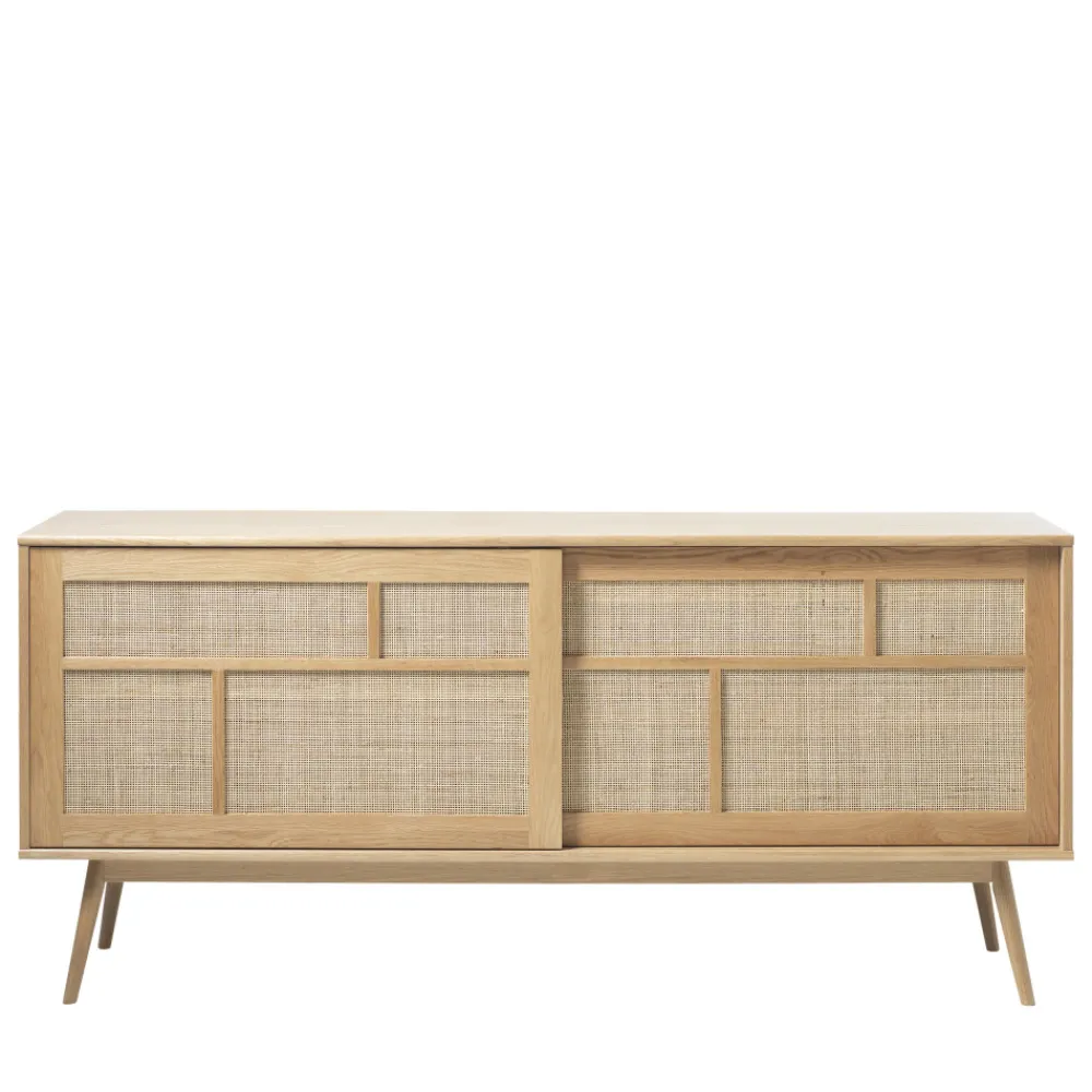 No name KIYO Buffet 2 portes en bois et cannage L180cm