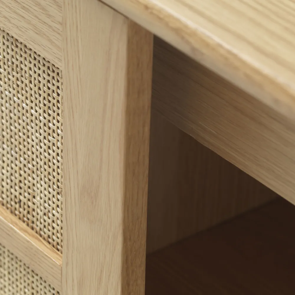 No name KIYO Buffet 2 portes en bois et cannage L180cm
