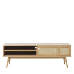 No name KIYO Meuble tv 2 portes en bois et cannage L150cm