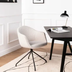 Drawer KOOIJ Chaise de bureau en tissu bouclette et métal