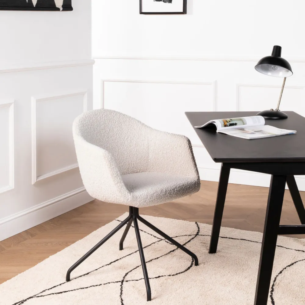 Drawer KOOIJ Chaise de bureau en tissu bouclette et métal