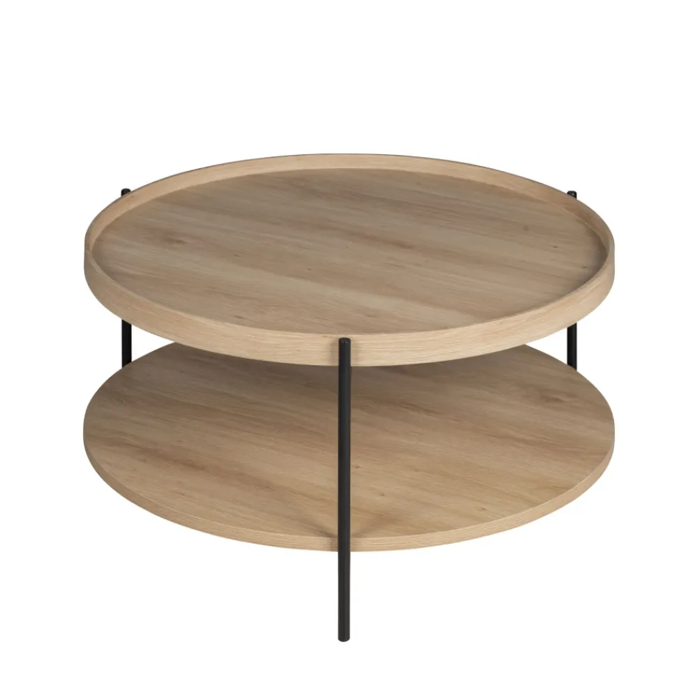 Drawer KORRO Table basse ronde en bois et métal ø80cm