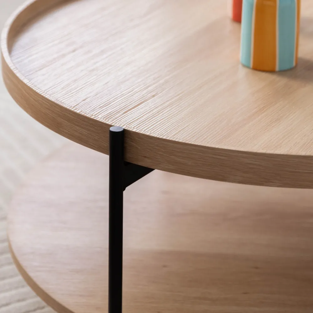 Drawer KORRO Table basse ronde en bois et métal ø80cm