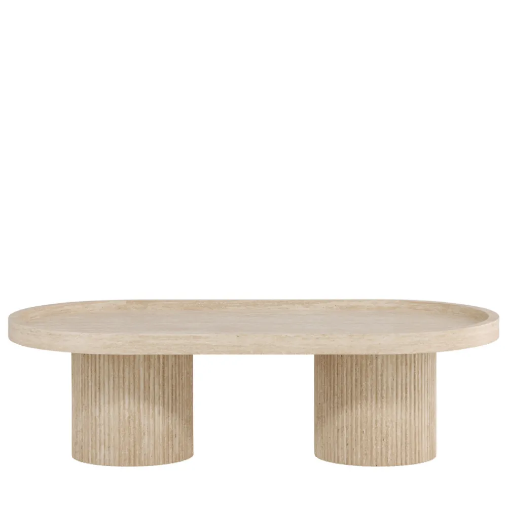 Venture Home KRILLE Table basse ovale effet travertin 120x60cm