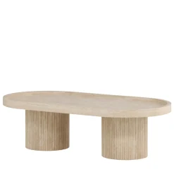 Venture Home KRILLE Table basse ovale effet travertin 120x60cm