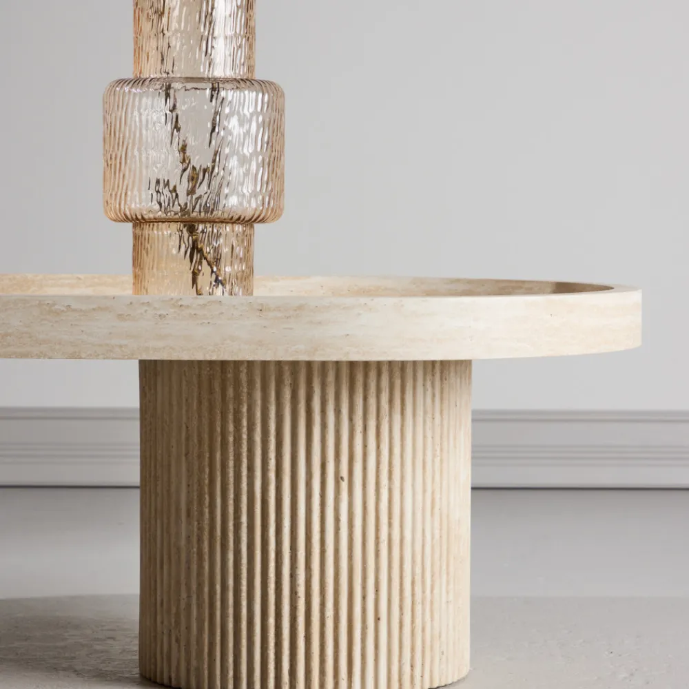 Venture Home KRILLE Table basse ovale effet travertin 120x60cm