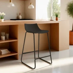 Drawer LAMER Lot de 4 chaises de bar en plastique et métal H66cm