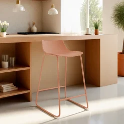 Drawer LAMER Lot de 4 chaises de bar en plastique et métal H66cm