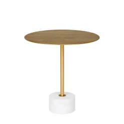 House Nordic LECCO Table d'appoint en effet laiton et marbre ø51cm