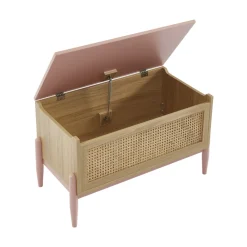 Enfant No name LILOU Coffre de rangement enfant en bois et cannage L74cm
