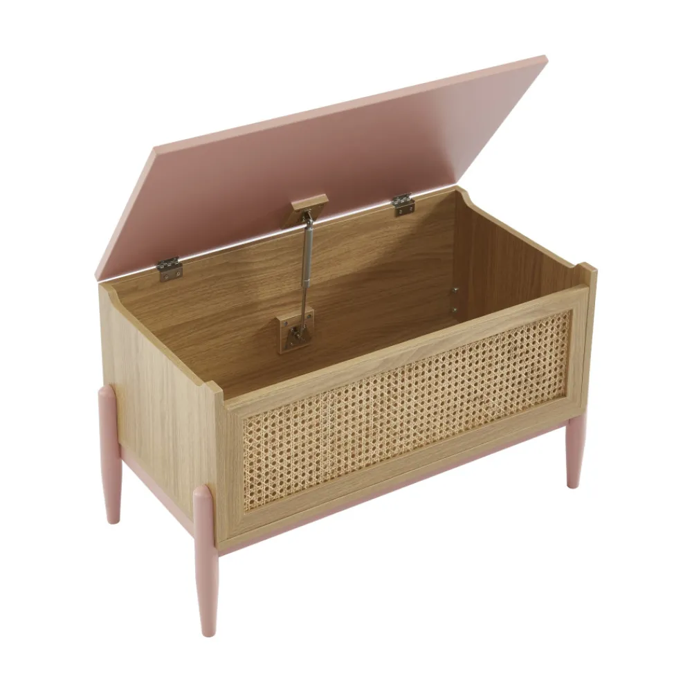 Enfant No name LILOU Coffre de rangement enfant en bois et cannage L74cm