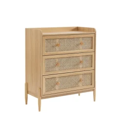 Enfant No name LILOU Commode enfant 3 tiroirs en bois et cannage 80cm