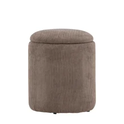 Venture Home LIMPEN Pouf coffre rond en velours côtelé ø32cm
