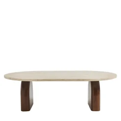 Drawer LIPALI Table basse en effet travertin et bois 100x60cm