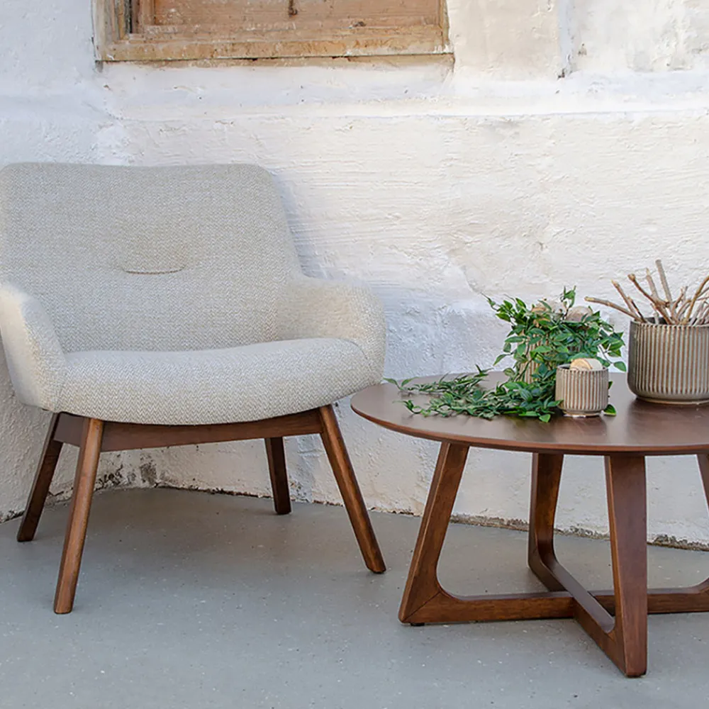 House Nordic LONDON Fauteuil en tissu et pieds en bois naturel