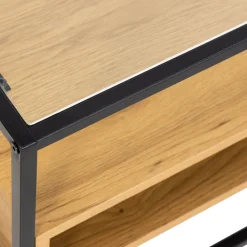 Drawer LUMA Meuble TV en verre, bois et métal L120cm
