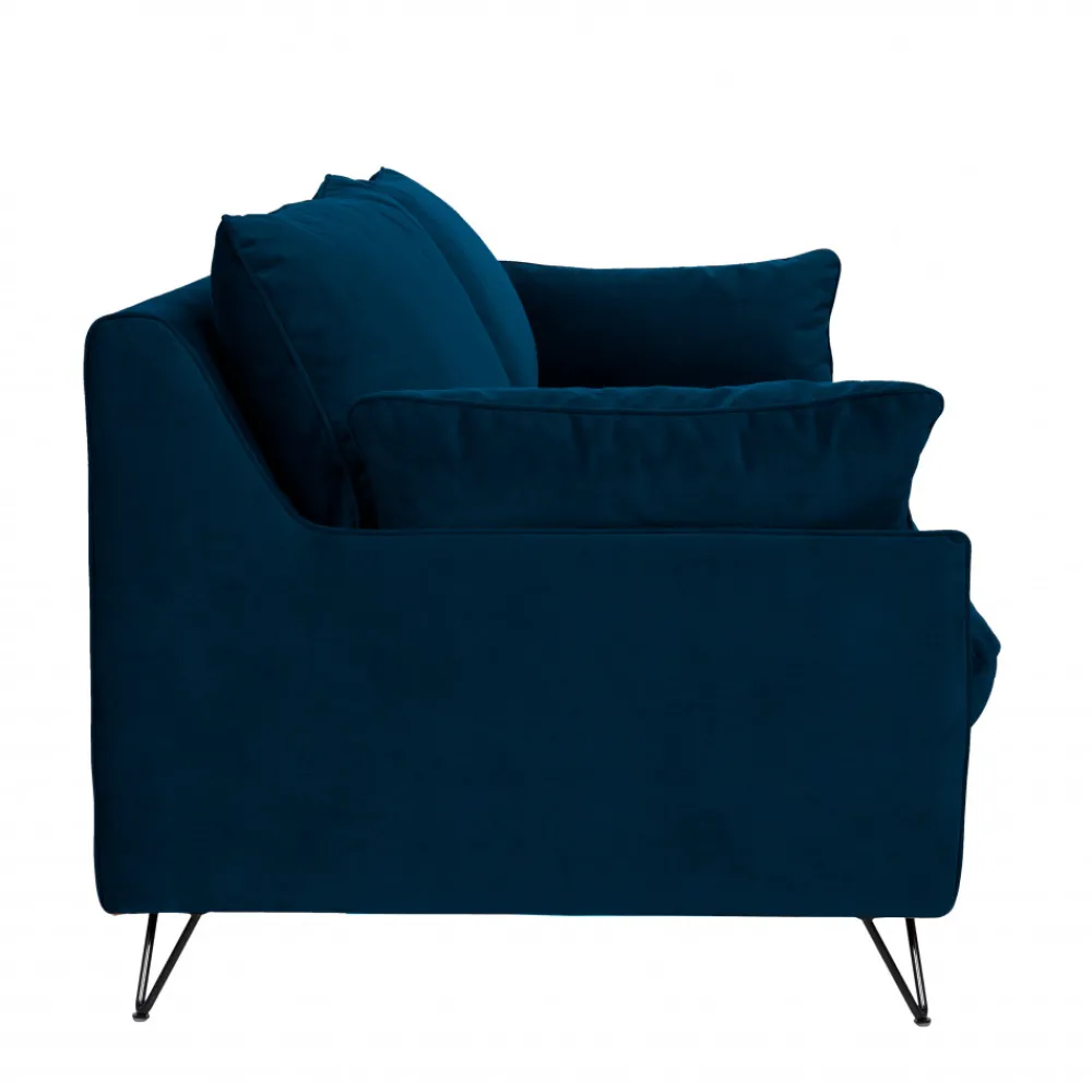 Drawer LUNERY Canapé 4 places convertible en velours pieds épingles noirs