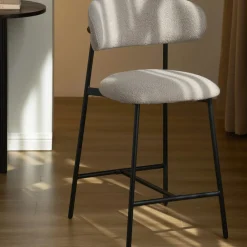 No name MANEL Lot de 2 tabourets de bar en tissu et métal H66cm