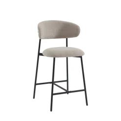 No name MANEL Lot de 2 tabourets de bar en tissu et métal H66cm