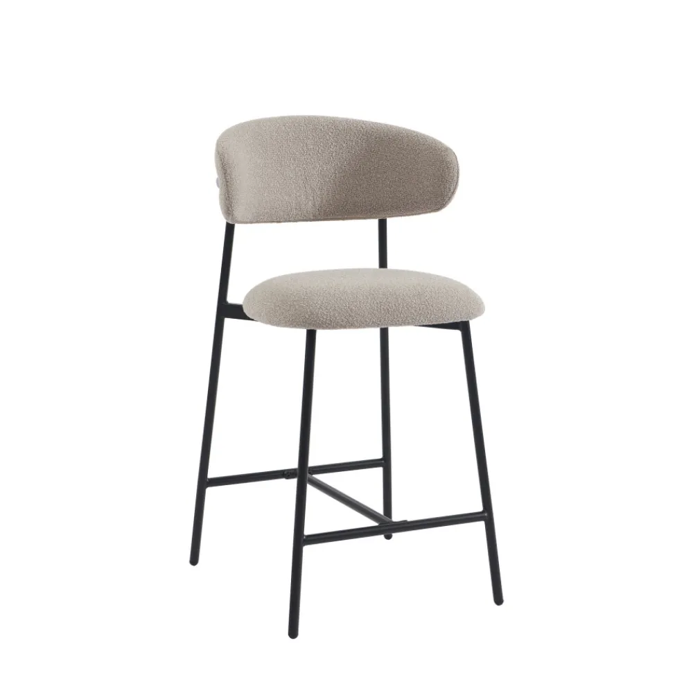 No name MANEL Lot de 2 tabourets de bar en tissu et métal H66cm
