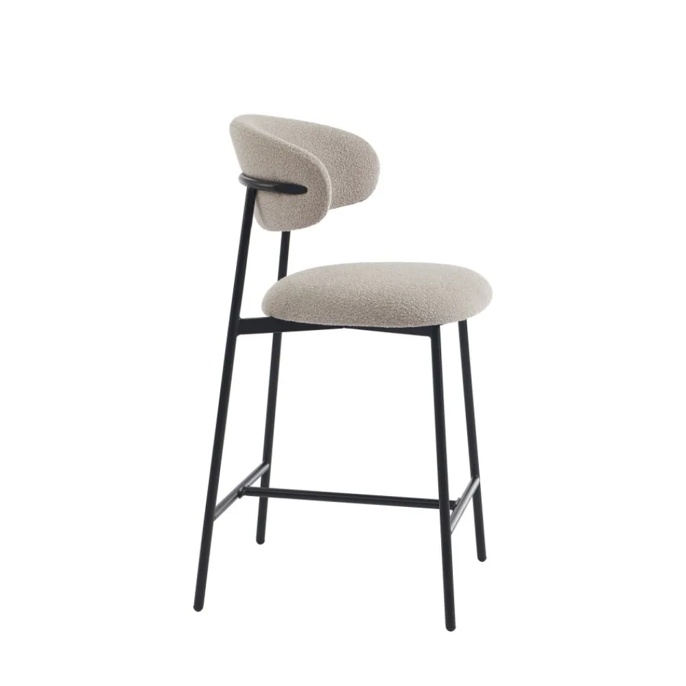 No name MANEL Lot de 2 tabourets de bar en tissu et métal H66cm